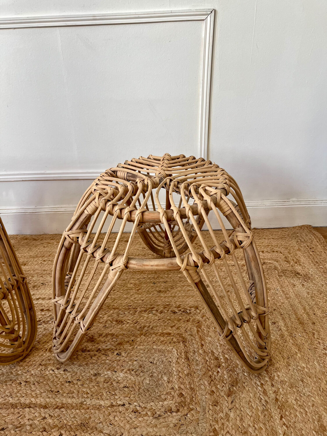 Pair of rattan stools