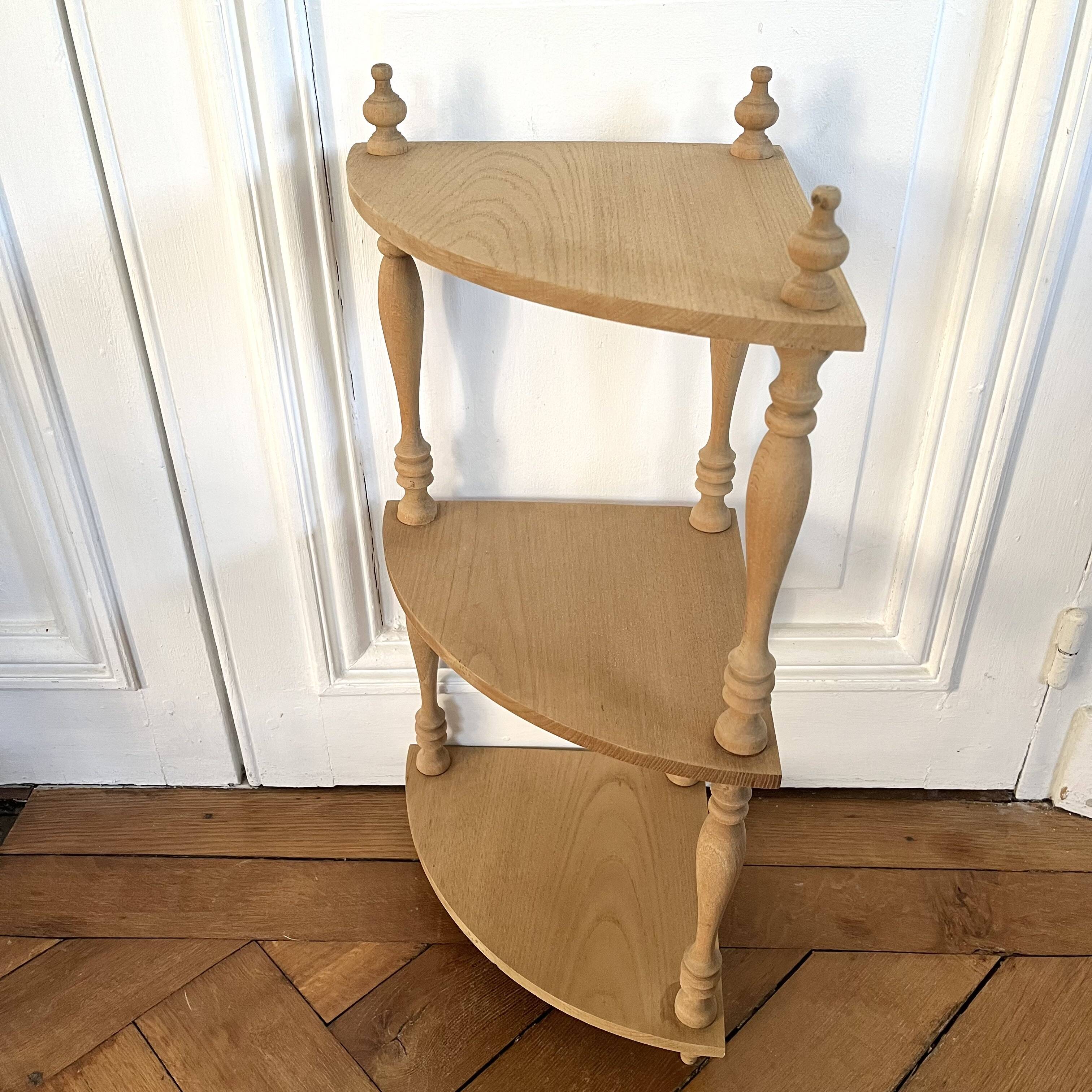 Raw wood corner shelf