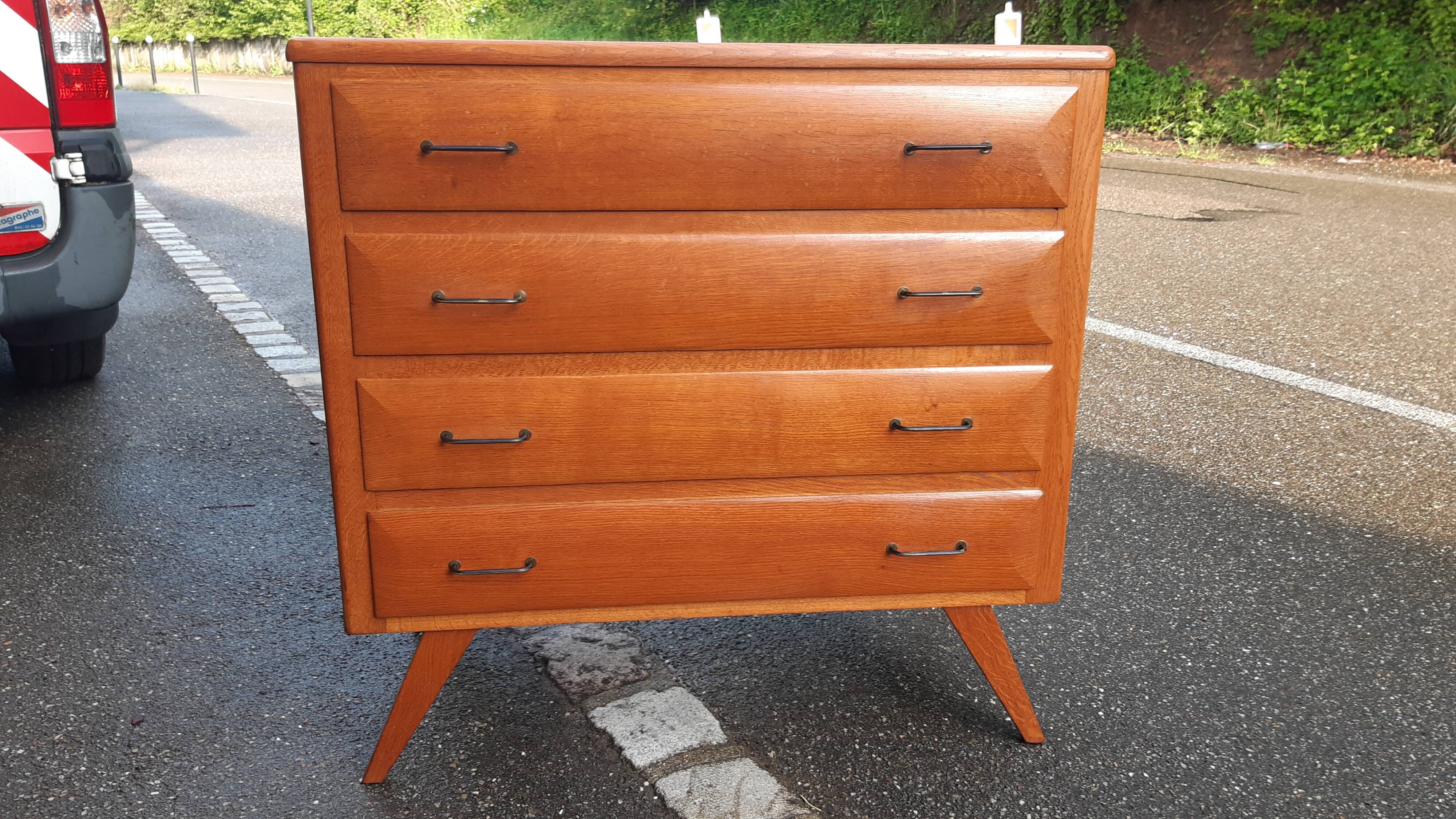 Vintage gilded oak chest of drawers