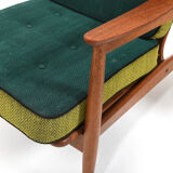 Early 1950s Danish Pair of Easychairs in Oak and Teak