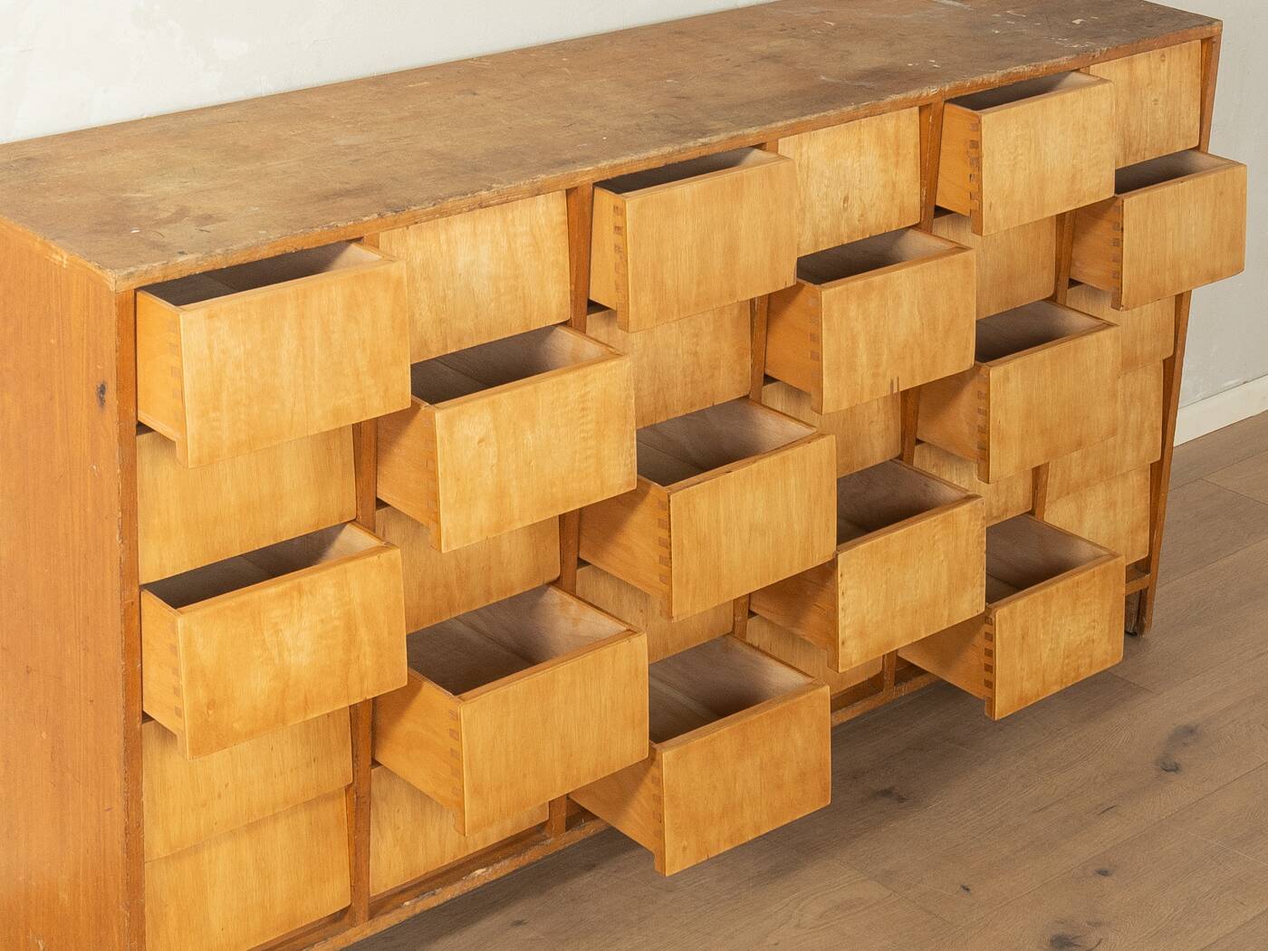 Vintage chest of drawers with thirty drawers, ash wood, 1950s