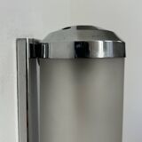 Vintage tubular Art Deco wall light, chrome metal, frosted glass, France, 1930.