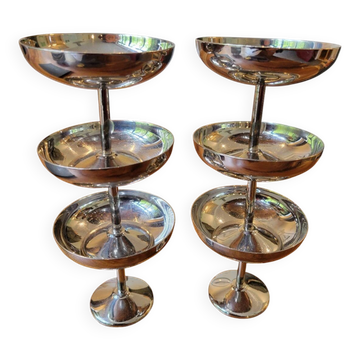 6 stainless steel ice cream cups 1970