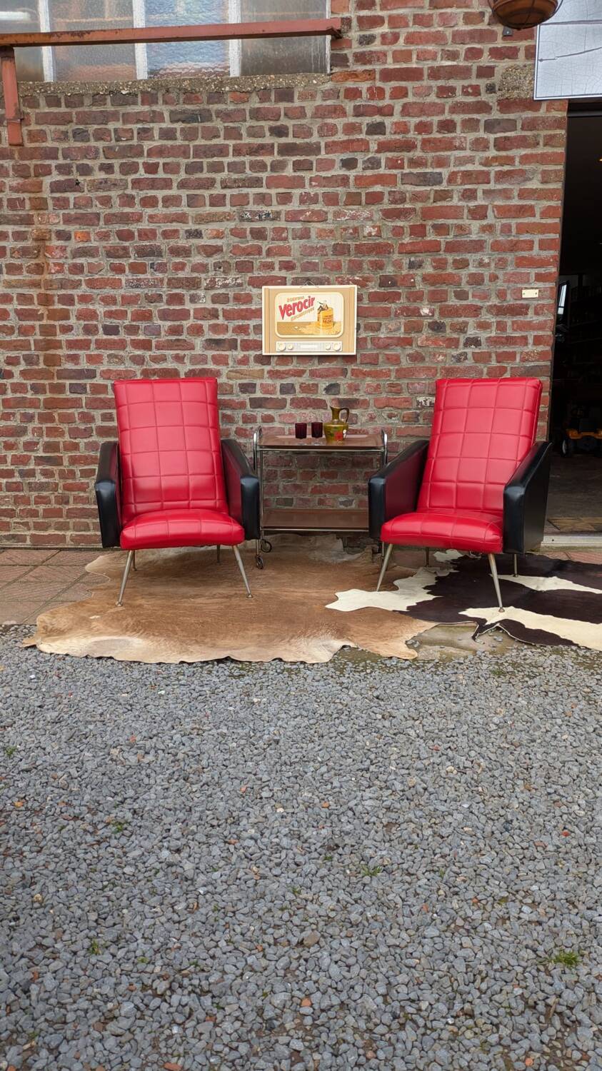 Pair of Armchairs in Faux Leather