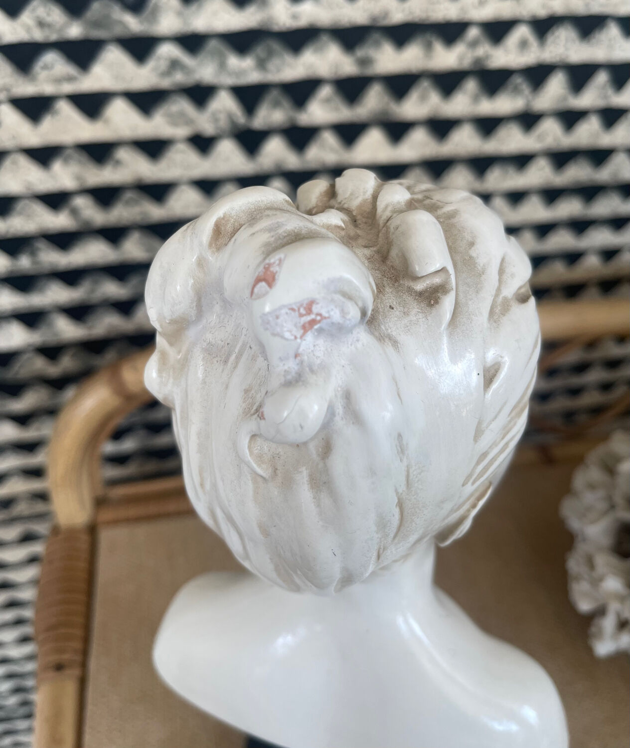 Glazed terracotta bust