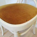 Vintage Thonet Bentwood Dining Chair: White Wood, Yellow Fabric, 1970s Yugo