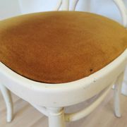 Vintage Thonet Bentwood Dining Chair: White Wood, Yellow Fabric, 1970s Yugo