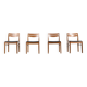 Set Of 4 Midcentury Teak And Leatherette Chairs, Vintage Modern Scandinavia