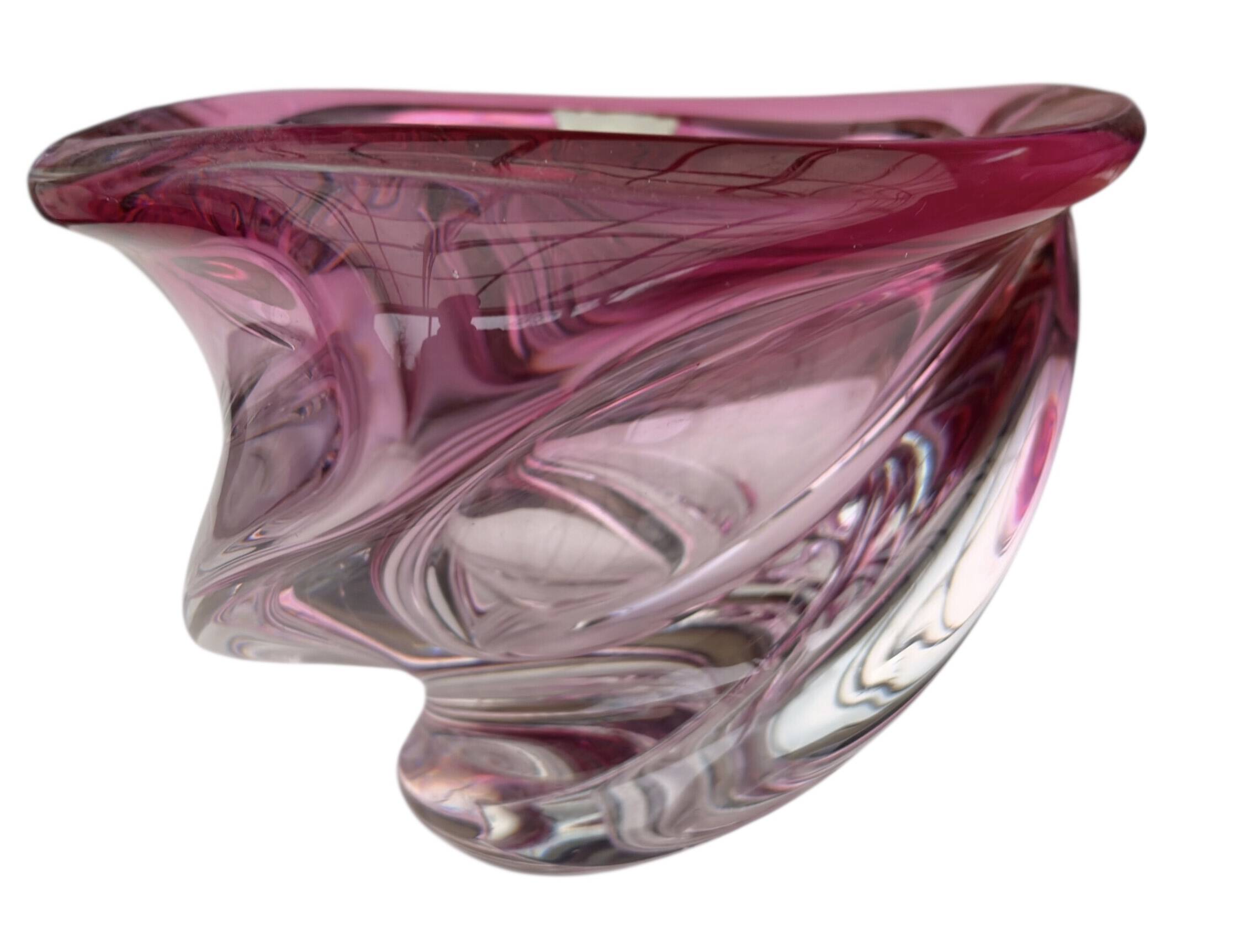 Vase Wave Val-Saint-Lambert ruby submerged design Delvenne 1950