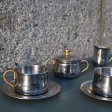 Service à expresso en inox double parois Made in Italy, Design 1970