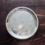 Round vintage silver-plated tray - Engraved pattern