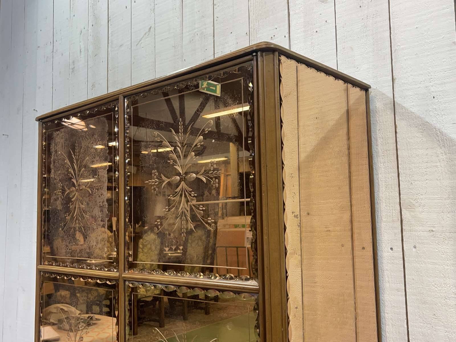 Art Deco mirrored cabinet from the 1950s in beech