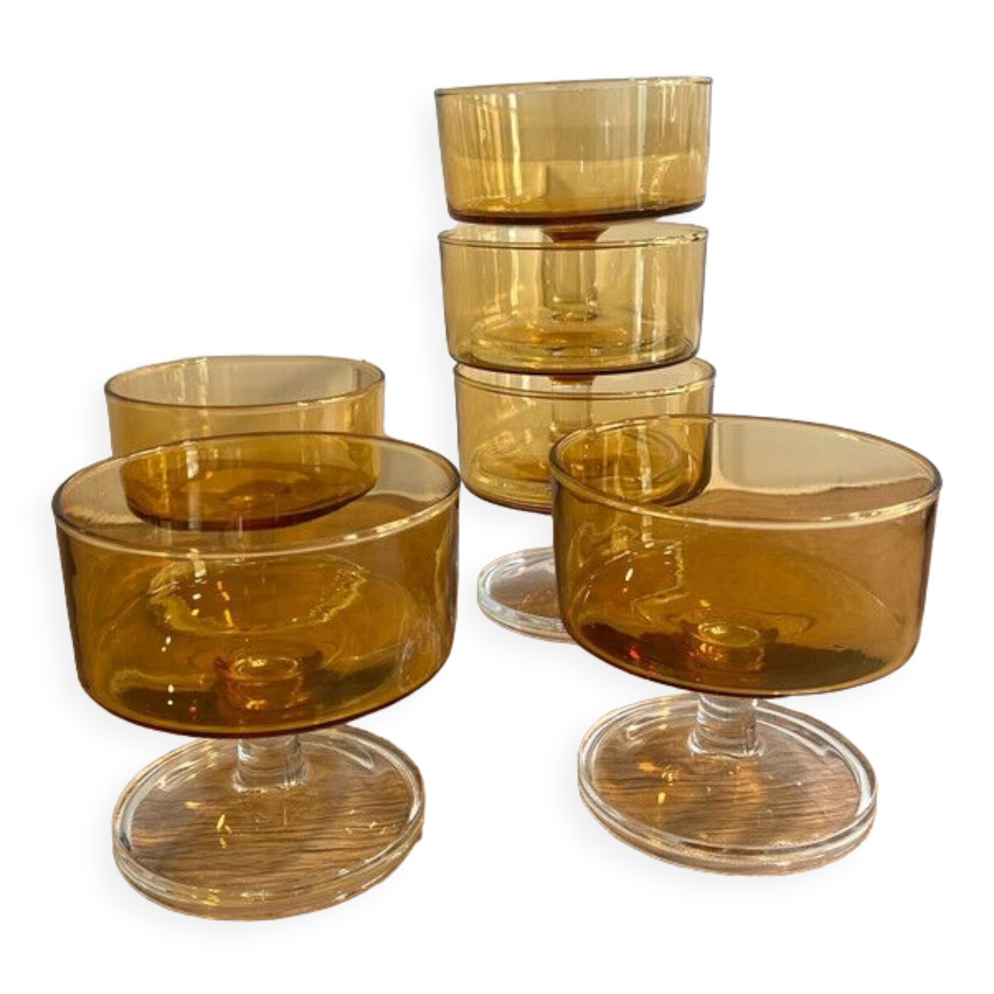 6 champagne glasses in amber glass Luminarc Cavalier