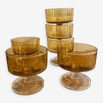 6 champagne glasses in amber glass Luminarc Cavalier