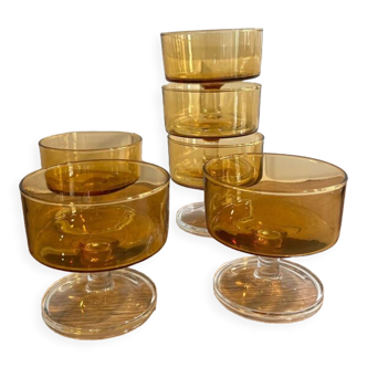 6 champagne glasses in amber glass Luminarc Cavalier