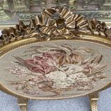 Gilded wooden screen and Napoleon III floral tapestry