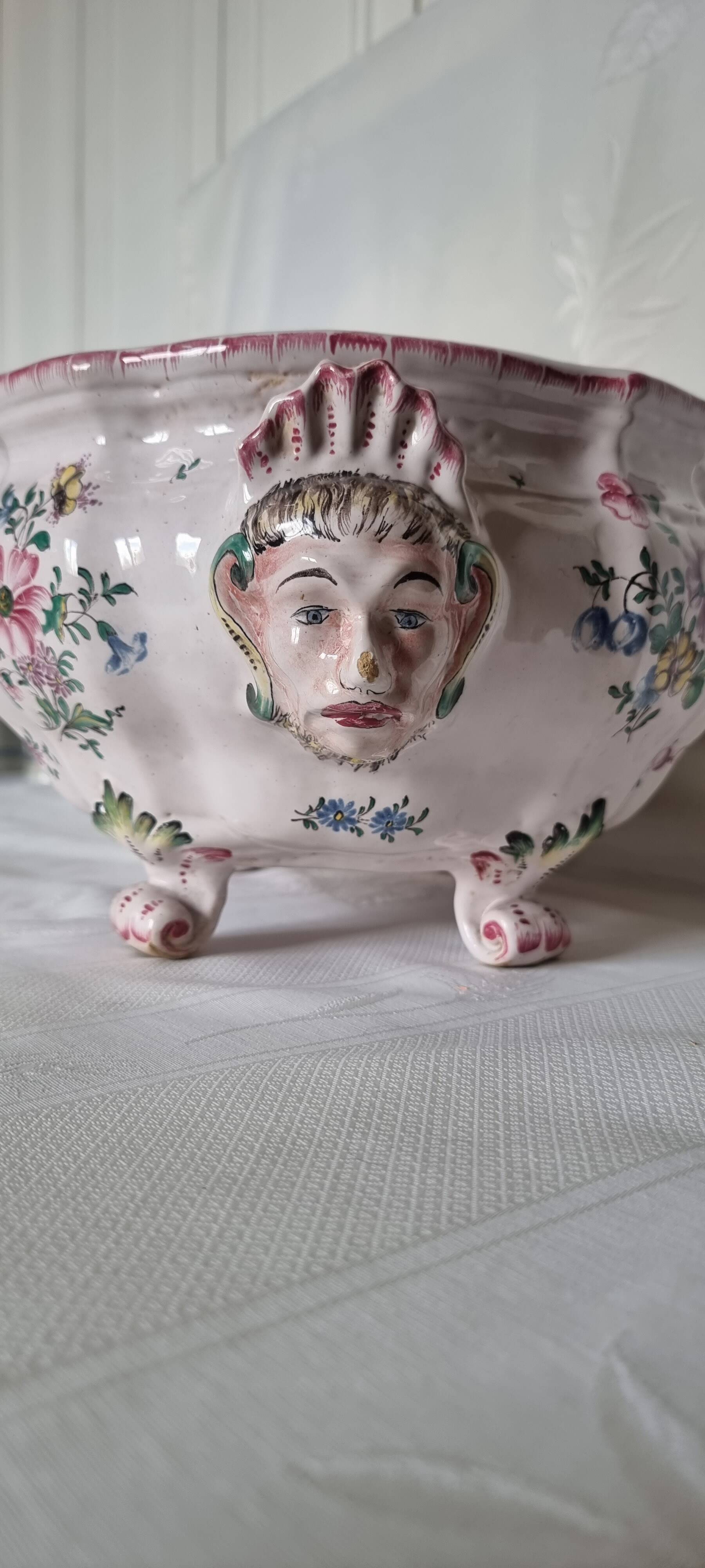 Antique 18th century Marseille earthenware planter by Veuve Perr