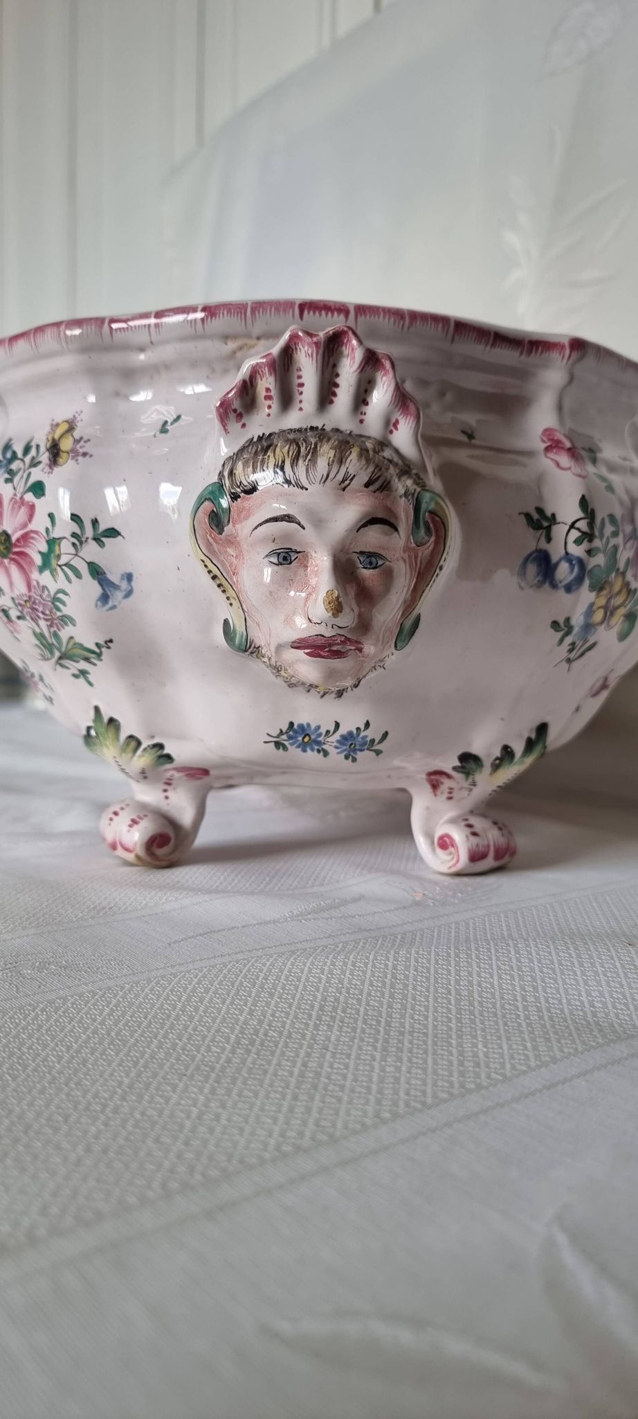 Antique 18th century Marseille earthenware planter by Veuve Perr