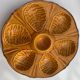6 oyster plates, for 6 oysters, vintage glazed ceramic slip