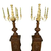 Pair of very large torchères – Terracotta and gilded wood