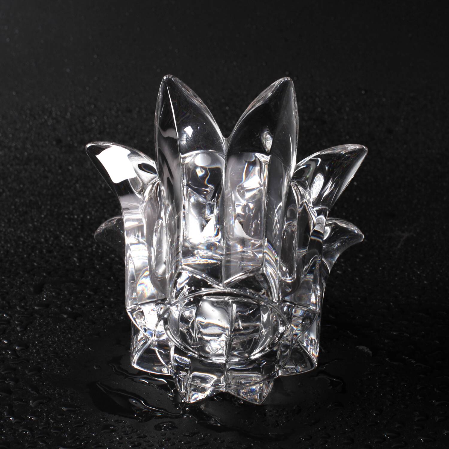 Vintage Royal Crystal Rock Laurus Votive Candle Holder / Italy / 1990s