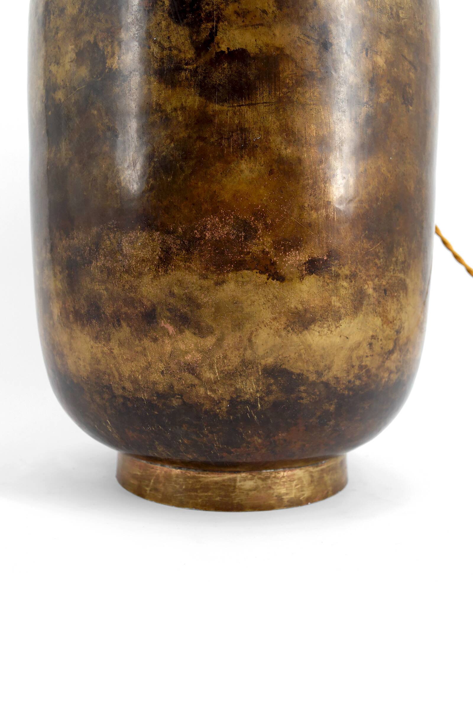 Art Deco modernist lamp in patinated brass, circa 1930.