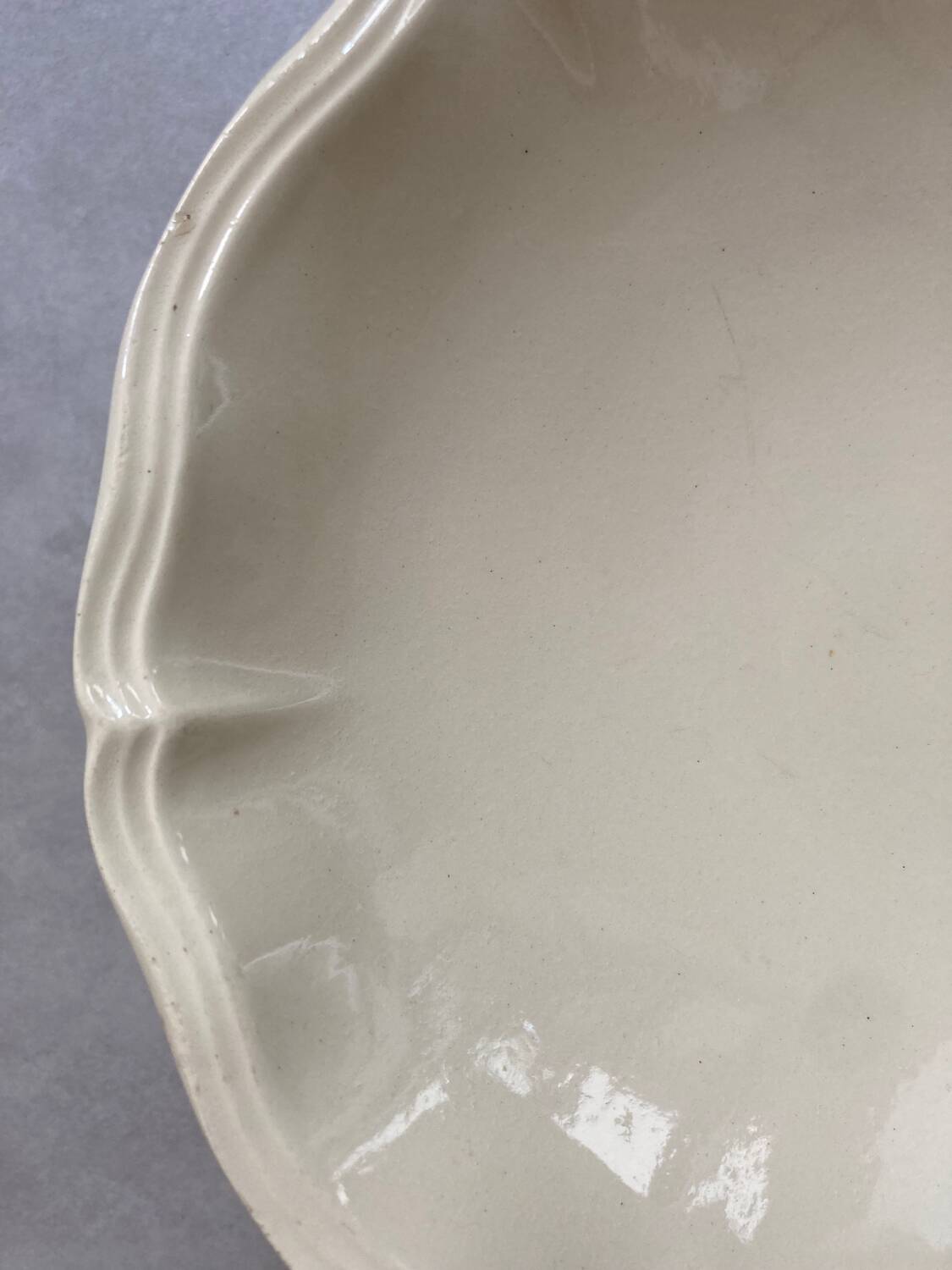 Sarreguemines compotier, ivory model with gadroons