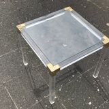 Sofa tip or transparent plexiglass, glass and brass 1970