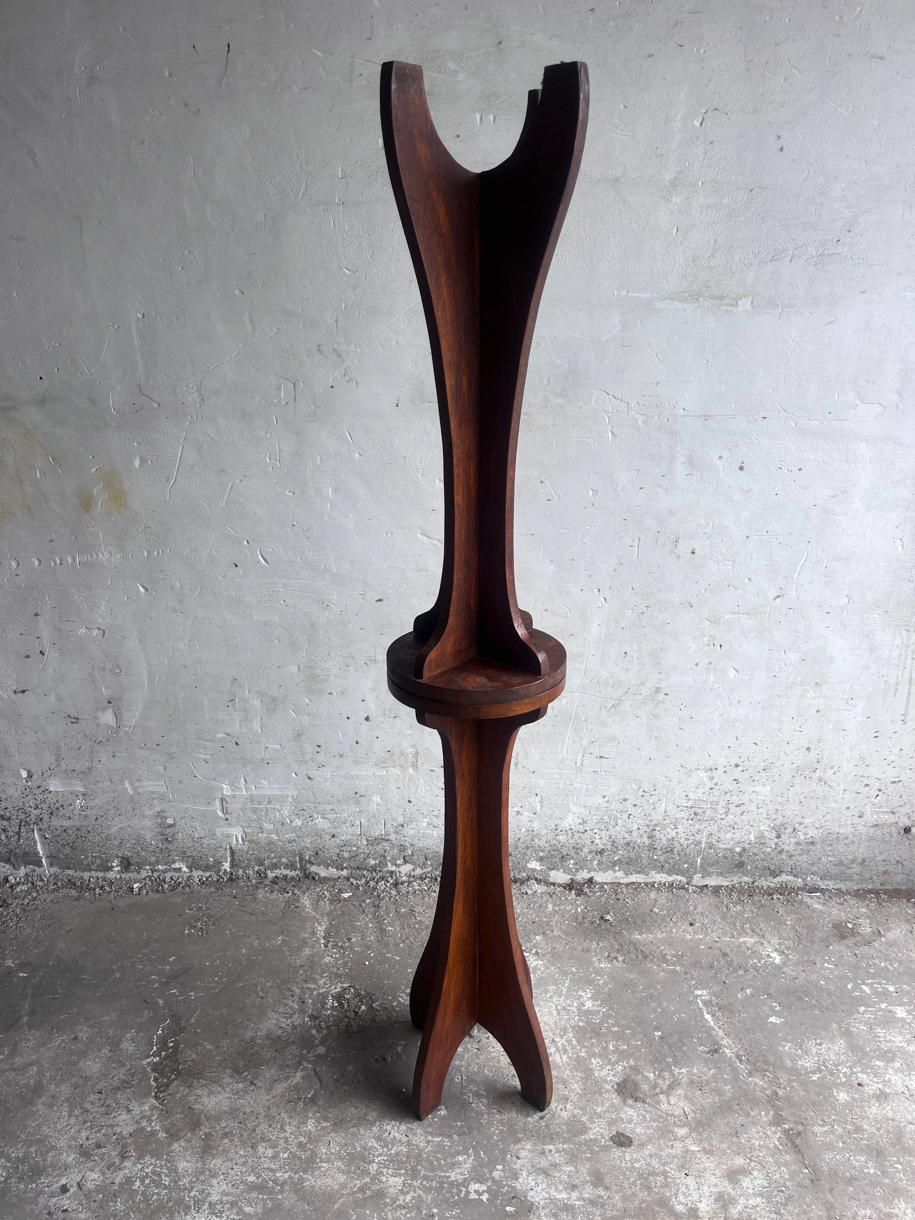 Pair of pedestal stools in wood Arts & Crafts, France, circa 1920