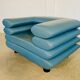 Chaise lounge suédoise vintage rétro en cuir turquoise