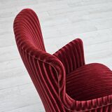 1960s, Danish armchair in cherry-red furniture velour, original condition.