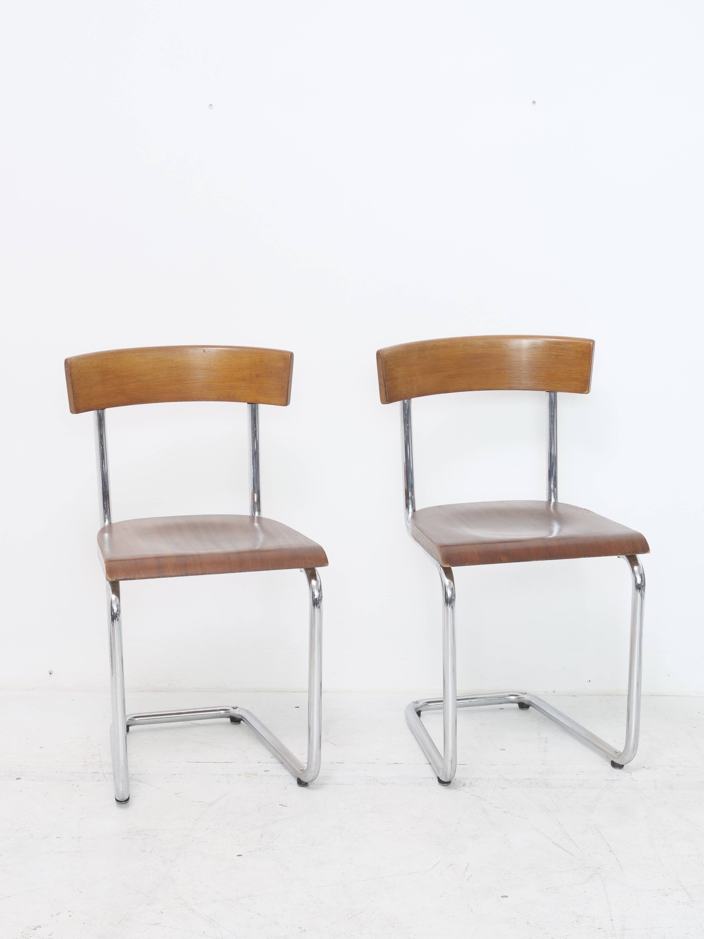 Bauhaus tubular design chairs, pair
