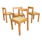 Chaises italiennes en bois et cannage
