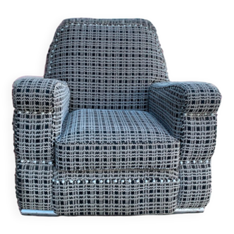 Fabric Club Armchair with White Upholsterer, 1980s