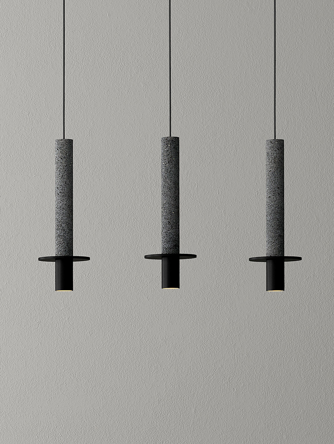 LAMPE SUSPENSION DAVID POMPA NOIR ROCHE VOLCANIQUE