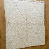 Berber carpet Beni Ouarain plain cream patterns in relief 196x172