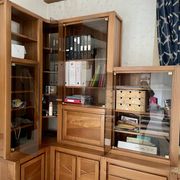 Commode étagère buffet d'angle en orme massif desmarchelier