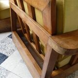 Ensemble de 2 fauteuils club Art Déco cubiste en bois et velours, Allemagne 1920