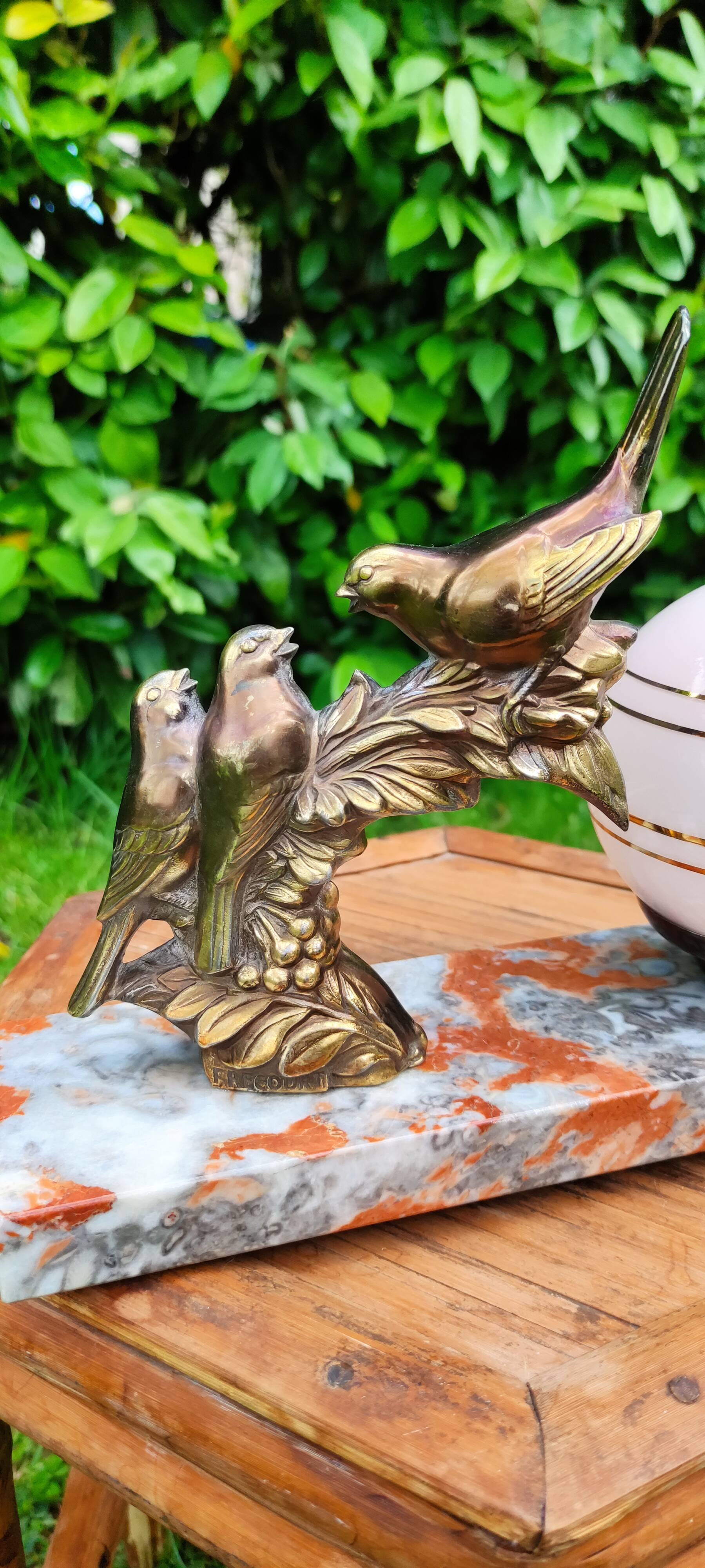 Globe and marble art deco lamp