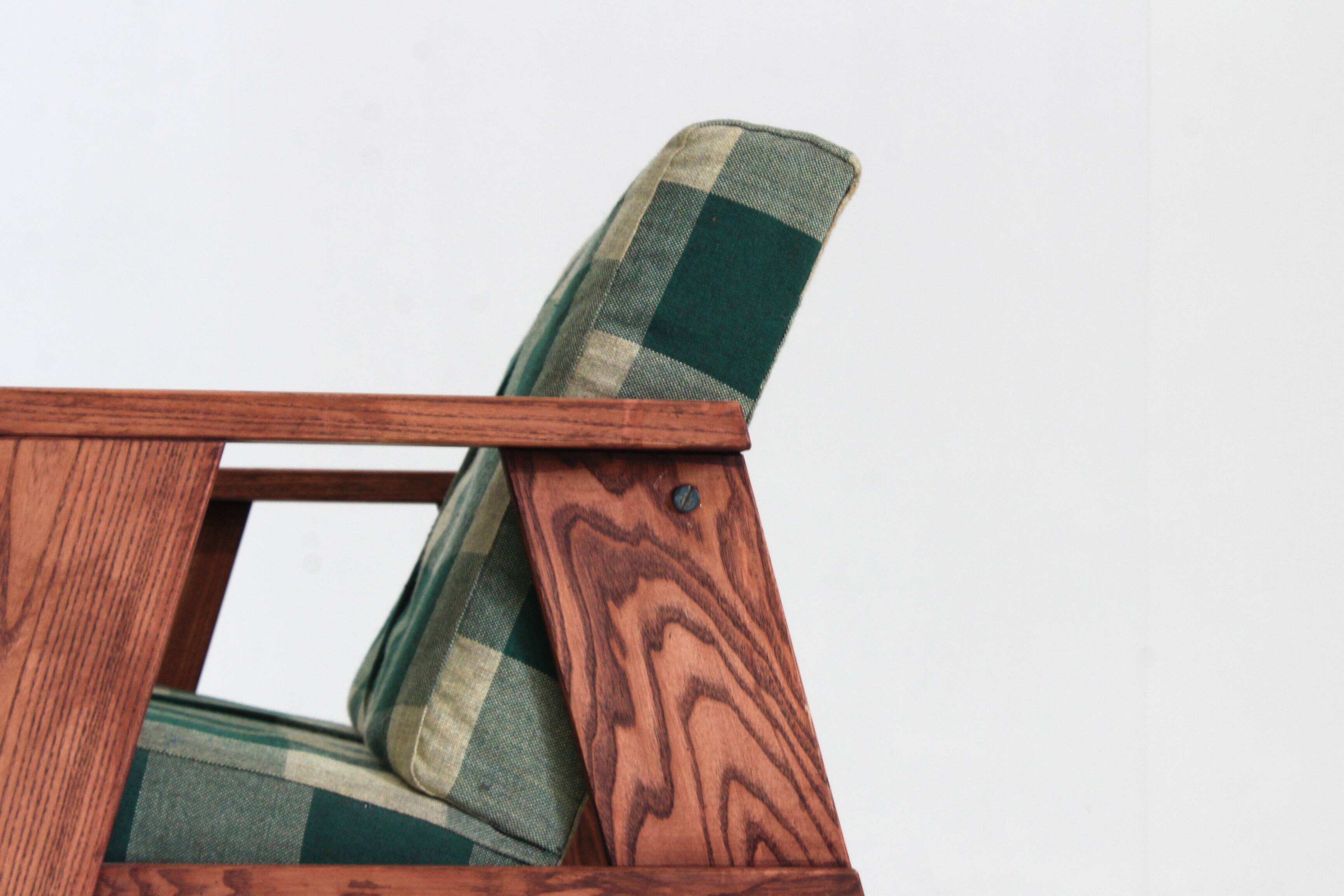 Vintage Sofa checkered fabric and wood , Italy