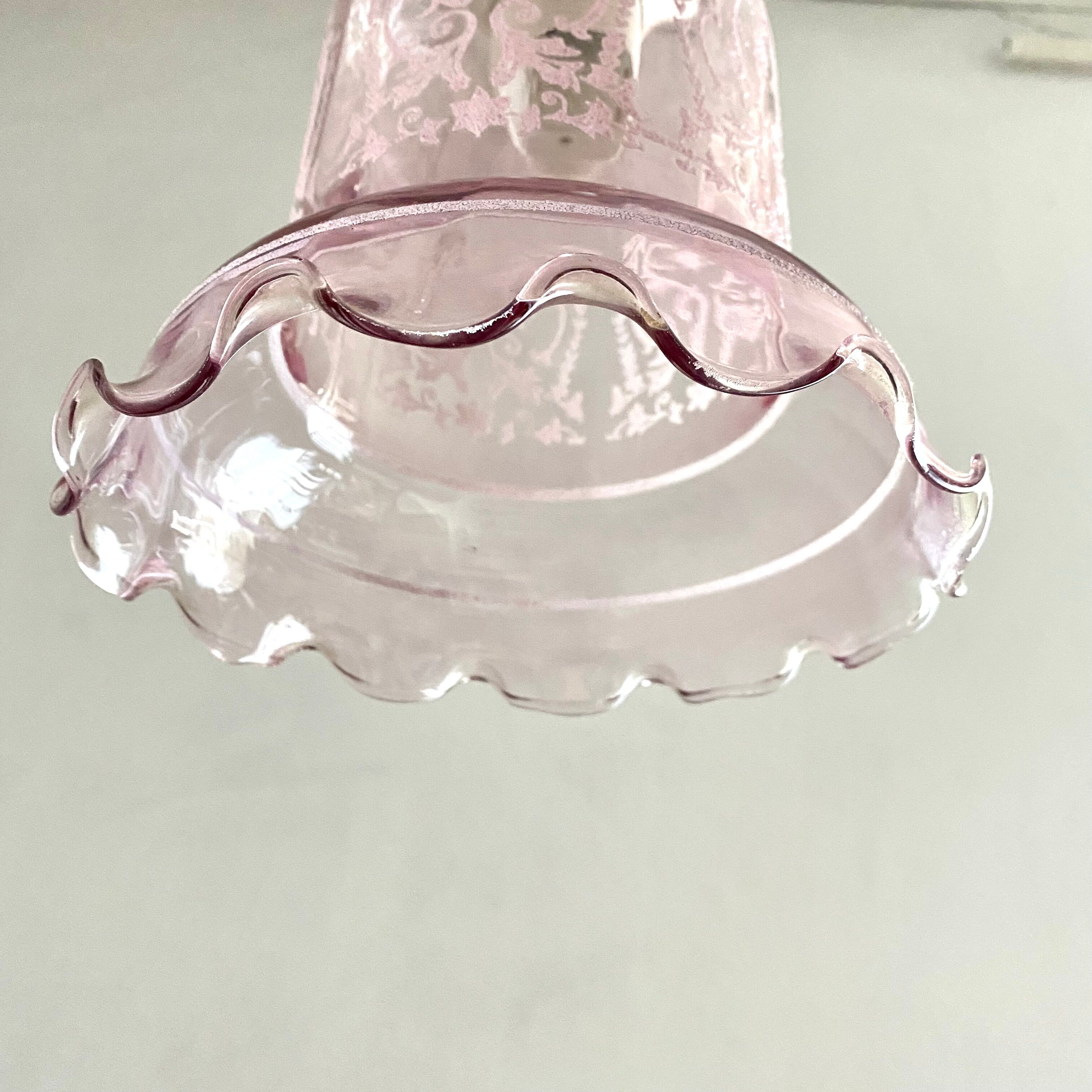 Suspension vintage en verre rose