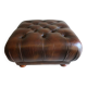 Chesterfield brown tufted leather pouffe ottoman