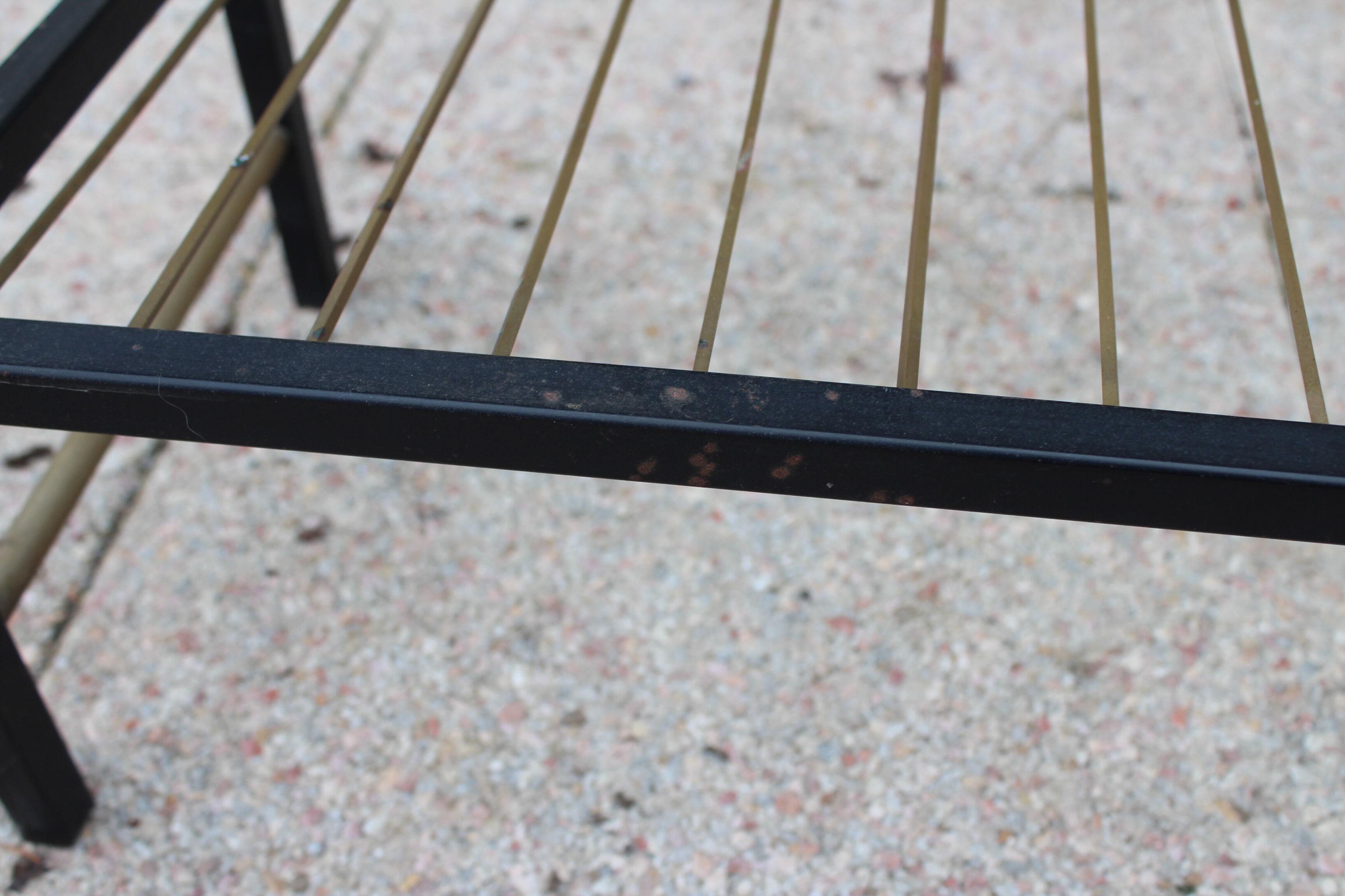 Superb coffee table 1960 metal gold and black plate glass