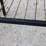 Superb coffee table 1960 metal gold and black plate glass