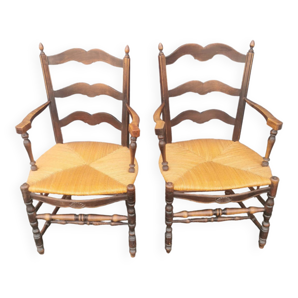 Paire de fauteuils en bois noirci