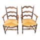 Pair of blackened wood armchairs