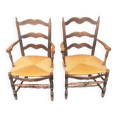 Paire de fauteuils en bois noirci