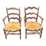 Paire de fauteuils en bois noirci