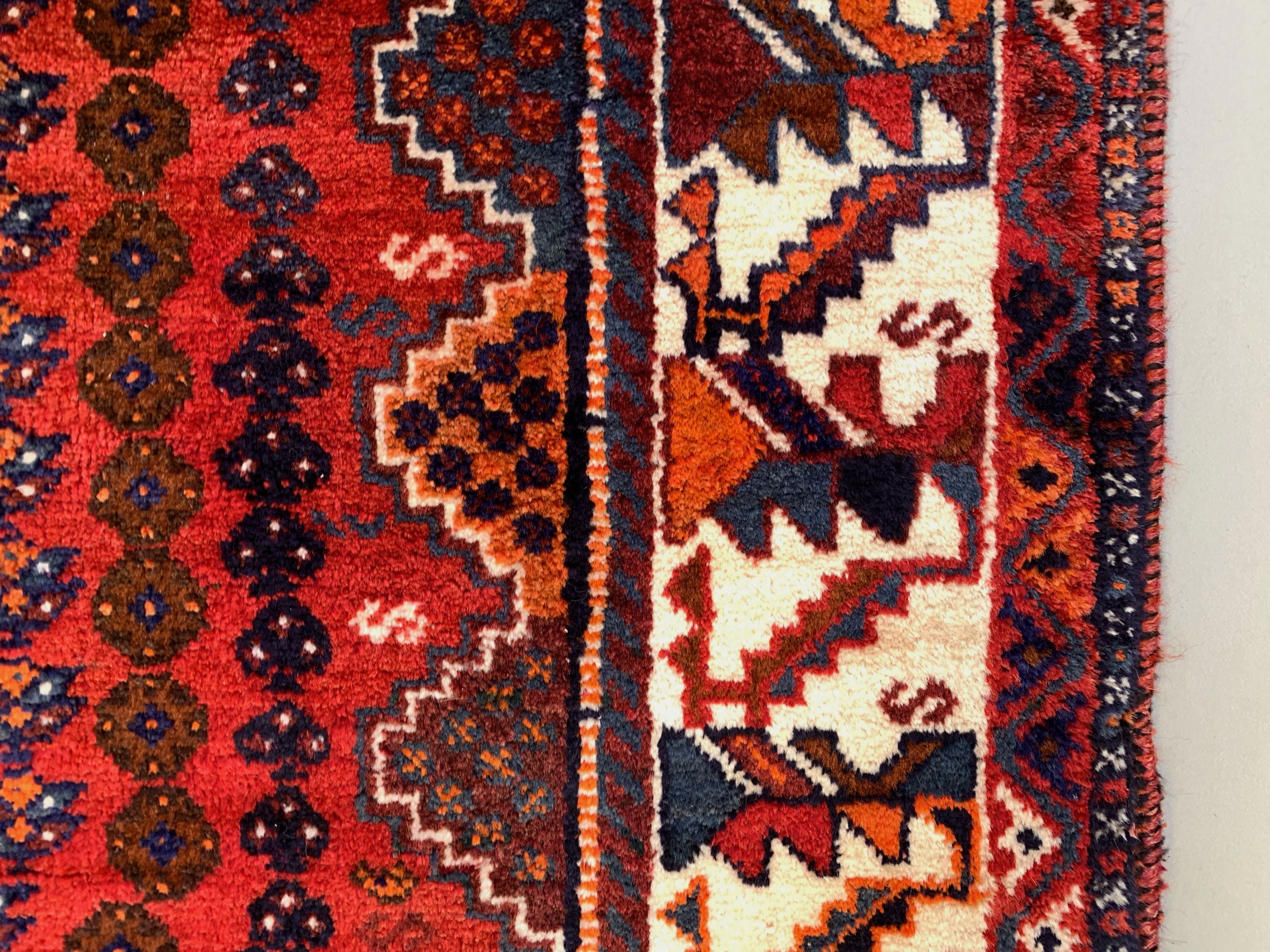 Vintage Traditional Tribal Rug 284x175 cm Wool Oriental HandMade Rug, Red Black