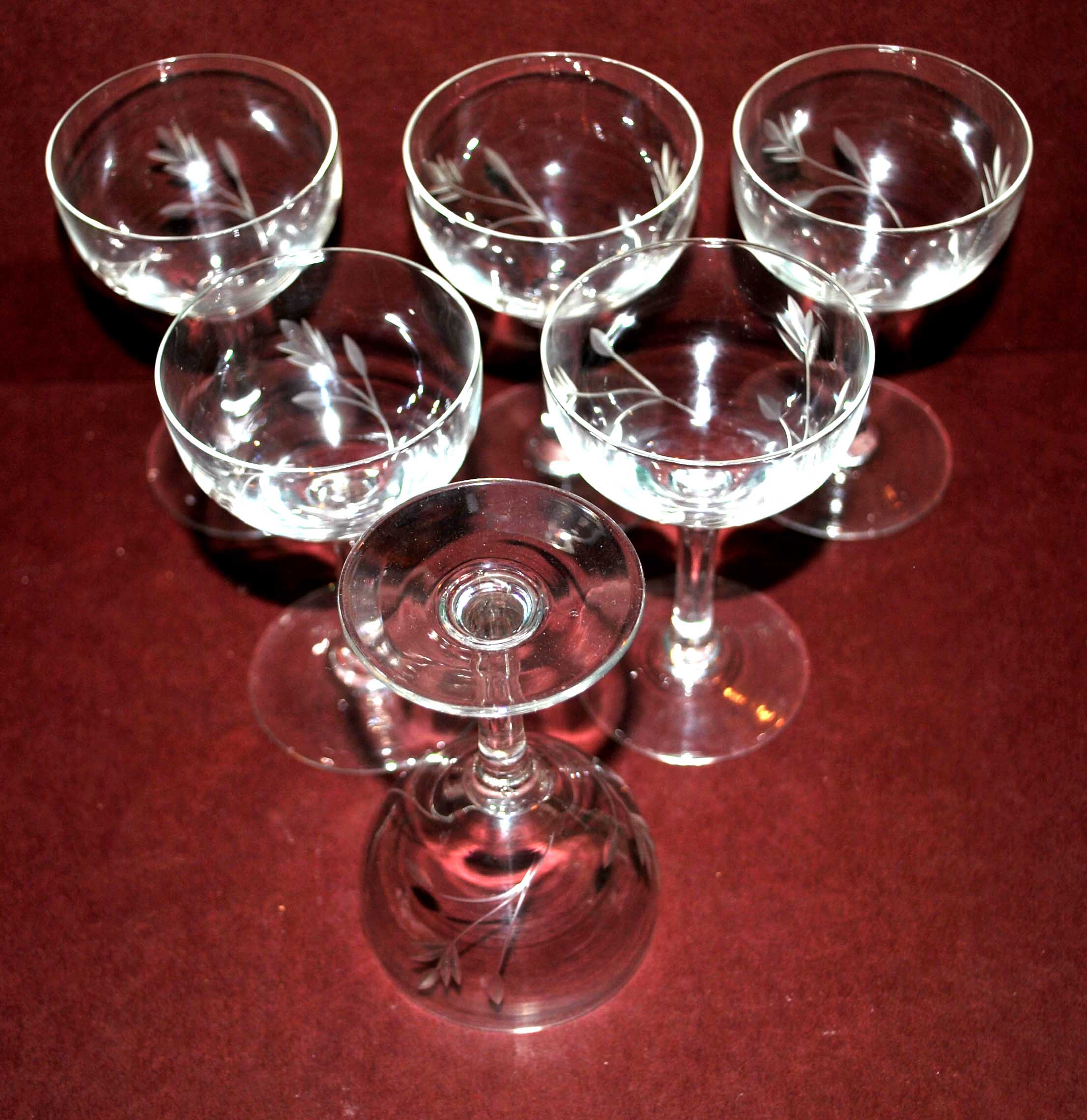 Set of 6 vintage walking glasses in engraved blown glass - aperitif rum bistrot 10cm